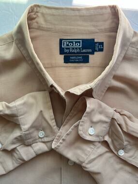 Polo by Ralph Lauren Marlowe Custom Fit Long Sleeve Shirt Tan - Size XL